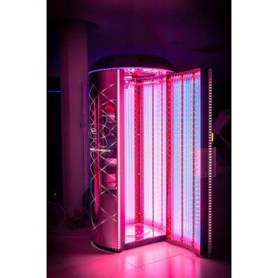 Солярий вертикальный на 220 В PLATINUM Lite с коллагеном, гибрид